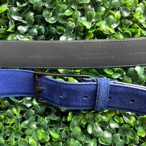 HUGO BOSS Blue Suede and Leather Men's Belt